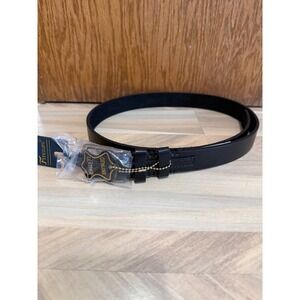Firenze Genuine Leather Belt Black Size 40 Classic Buckle